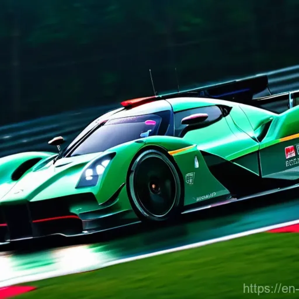 르망 24시 역사 - **"A futuristic Le Mans Hypercar, sleek and aggressively designed, races through the Mulsanne Straig...