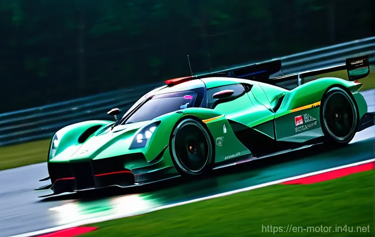 르망 24시 역사 - **"A futuristic Le Mans Hypercar, sleek and aggressively designed, races through the Mulsanne Straig...