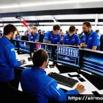 모터스포츠의 경제적 영향 - **Prompt:** A dynamic, wide-angle shot capturing the bustling atmosphere of a Formula 1 or NASCAR pi...