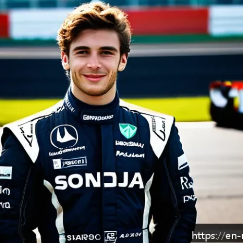F1 드라이버 연봉 - A dynamic portrait of a young Formula 1 driver in their early 20s wearing a sleek racing suit adorne...