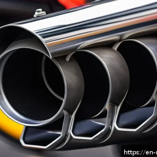 F1 머신의 배기 시스템 기술 - A highly detailed close-up of a Formula 1 car&rsquo;s exhaust system showcasing intricate titanium alloy p...